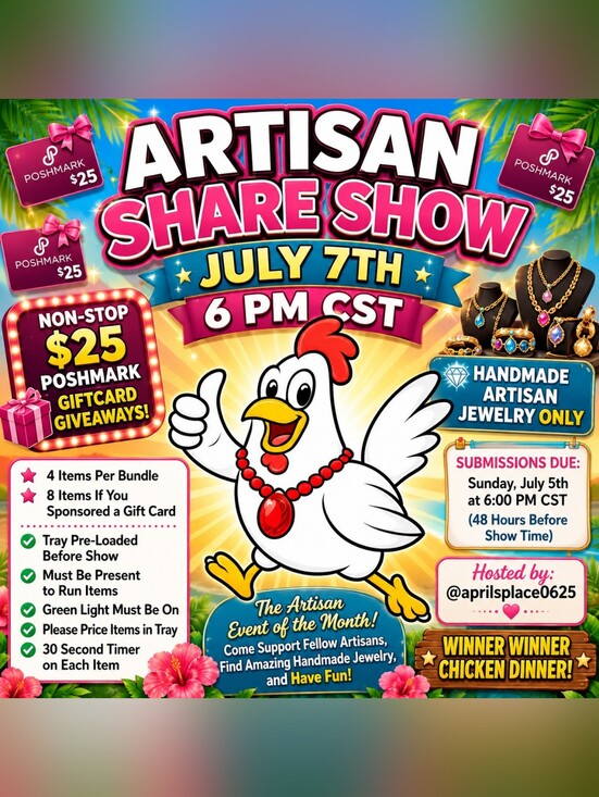 Aprilsplace Jewelry - ARTISAN MONTHY JEWELRY SUPPORT SHOW 6/2, 7 Pm CST